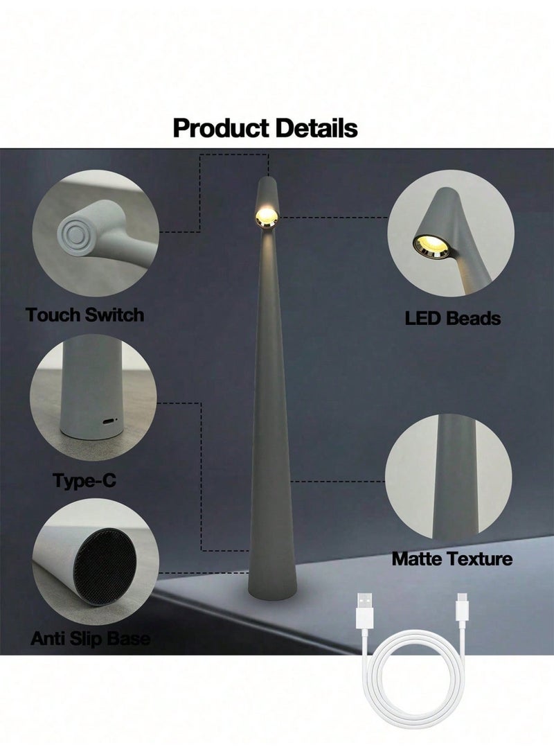 تيكن Touch Control LED Table Lamp – Rechargeable & Cordless with 3-Color Dimmable Light, Matte Plastic Shade, USB Charging – Modern Portable Downlight for Bedroom, Dining Table, Office, and Reading – Elegant Gift for Home Decor - Image 4