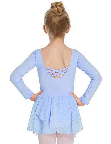 Arshiner Kids Girls Classic Long Sleeve Leotard Dance Ballet Dress - Image 1