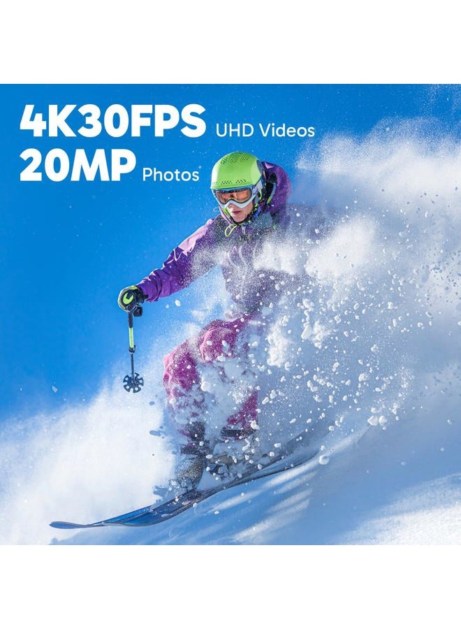 Dragon Touch 4K Action Camera 20MP Vision 3 Underwater Waterproof Camera 170° Wide Angle WiFi Sports Cam with Remote 2 Batteries and Mounting Accessories Kit - Image 2