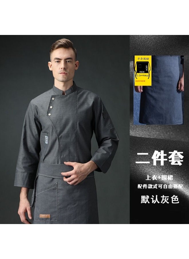 NIBEMINENT Shirt Jaket Barber Breathable Short Coat Sleeve Uniform  Wear Restaurant Sushi Chef Costumes Waiter Kitchen Cook  - Image 1