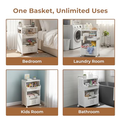 Home Essentials HomeEssentials Multipurpose Multi-Layer Foldable Rolling Laundry & Storage Basket – Collapsible Organizer with Wheels for Clothes, Toys, Towels & Home Storage - Image 5