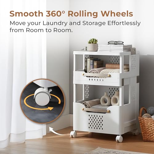 Home Essentials HomeEssentials Multipurpose Multi-Layer Foldable Rolling Laundry & Storage Basket – Collapsible Organizer with Wheels for Clothes, Toys, Towels & Home Storage - Image 4