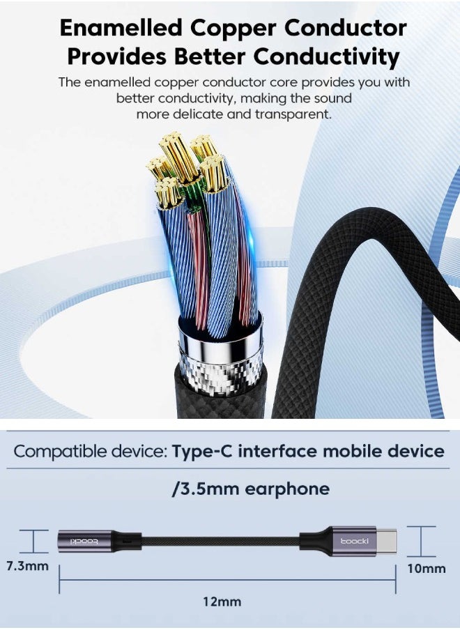 كابل Toocki OTG Aux 3.5 مم إلى USB-C للصوت، بطول 12 سم – إخراج صوت عالي الجودة – تصميم متين (أسود)  - Image 3