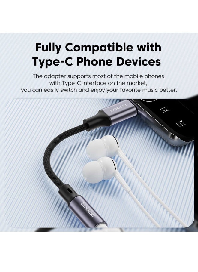 كابل Toocki OTG Aux 3.5 مم إلى USB-C للصوت، بطول 12 سم – إخراج صوت عالي الجودة – تصميم متين (أسود)  - Image 5
