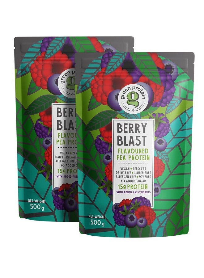 GREEN PROTEIN Pea Protein Isolate Powder, Vegan Plant Protein, No Added Sugar, 100% Vegan, Soy Free, Dairy Free, Gluten Free, Allergen Free, Berry Blast Flavor, 15g Protein Per Serving, Pouch (1kg) - Image 1