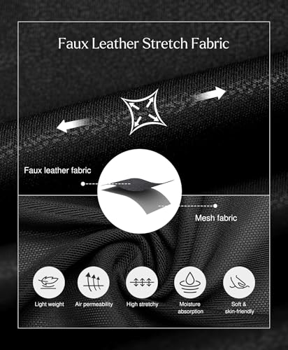 Popilush Shapewear Faux Leather Skirts with Built in Shapewear Tummy Control High Waist Midi Skirt with Shaper for Women Black - Image 5