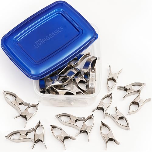 LivingBasics Heavy Duty Rust Free Cloth Peg/Clothes Clip/Cloth Drying Pins/Pegs for Hanger/Rods/Ropes/Drying Clothes (24 SS Clip with Box) - Image 1