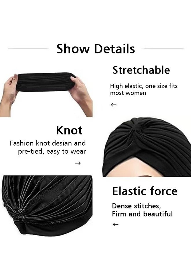 Lemon 3 Pieces Turbans for Women Soft Turban Head Wrap Pleated Beanie  - Image 3