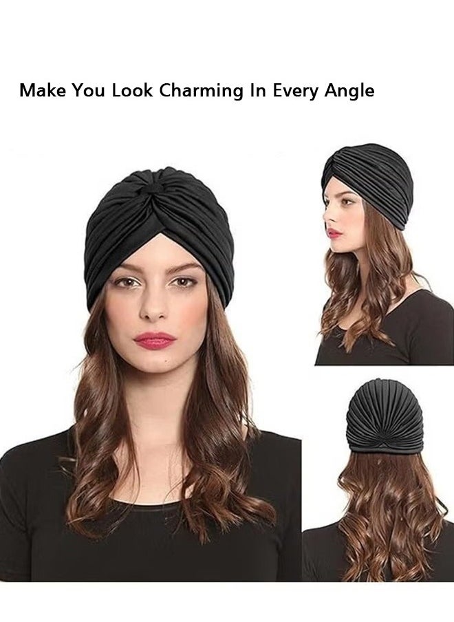 Lemon 3 Pieces Turbans for Women Soft Turban Head Wrap Pleated Beanie  - Image 2