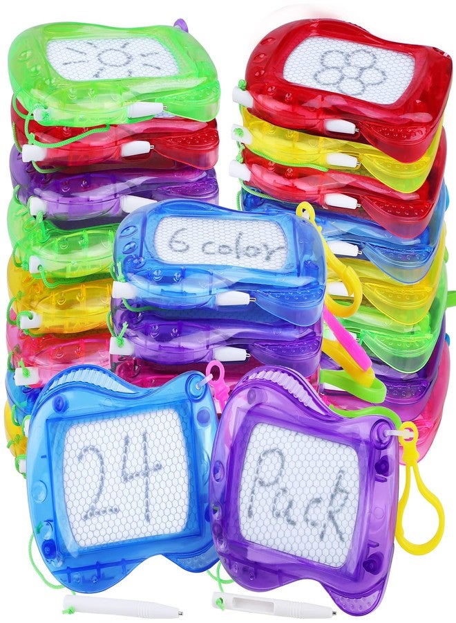 Elcoho 24 Pieces Mini Magnetic Drawing Board Magnetic Doodle Board with Pen Keychains Erasable Sketch and Painting Pad for Birthday Party Favor Classroom Supply - Image 1