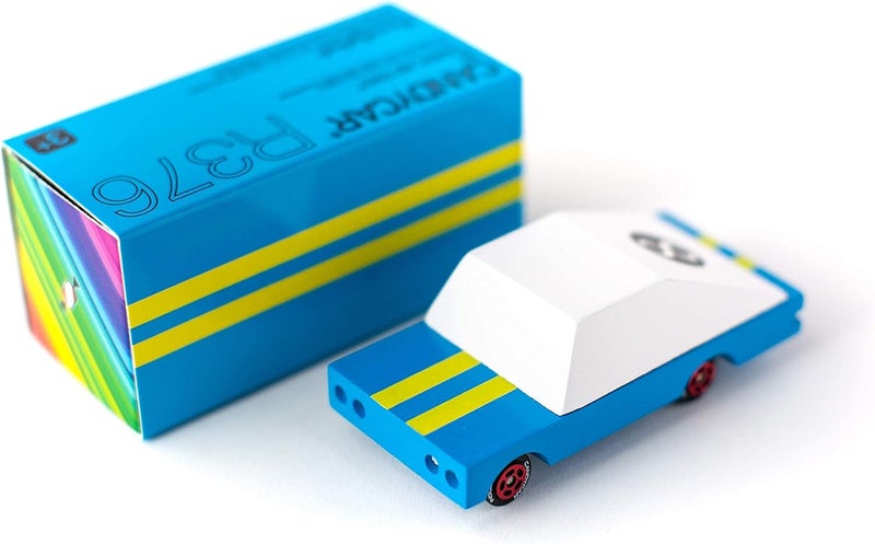 CANDYCAR Candylab Toys Wooden Blue Racer Car - Kids Mini Toy Car Made of Solid Beech Wood - Image 3