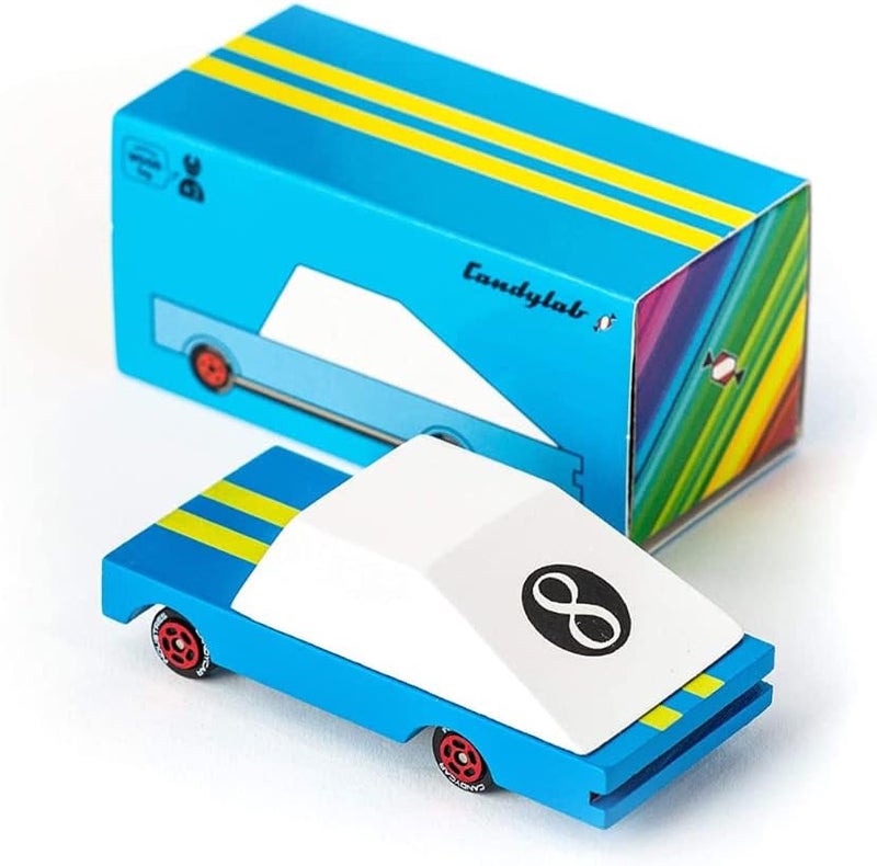 CANDYCAR Candylab Toys Wooden Blue Racer Car - Kids Mini Toy Car Made of Solid Beech Wood - Image 5