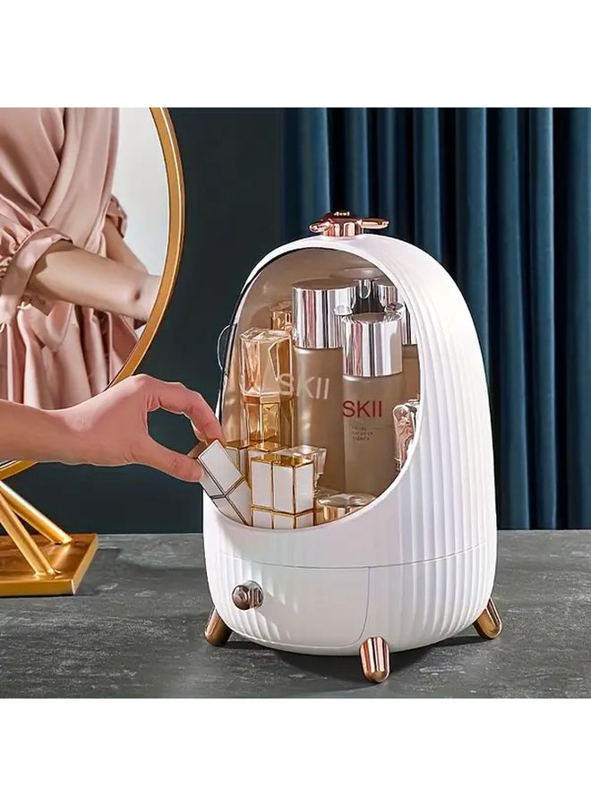 منظم مستحضرات تجميل أكريليك أخضر بتصميم مضلع ولمسات نحاسية - Image 1