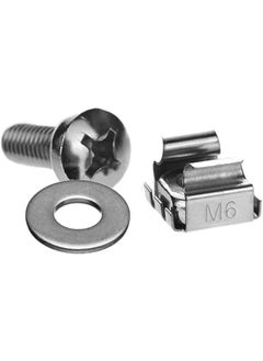 Immech Immech Server Rack Cabinet M6 Cage Nuts Mounting Screws With Washer Nickel Finish 20 set  - Image 1