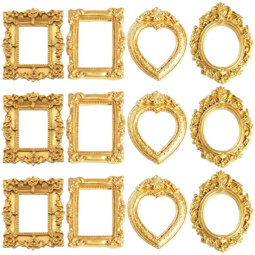 CZFSWT 12PCS Miniature Picture Frames, Mini Picture Frames, Vintage Mini Frames Suitable for DIY Jewelry Display, Holiday Party Decor, Photography Wall Props - Image 1