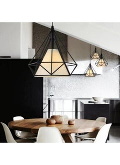 HUA QIANG WANG 1-Light Industrial Pendant Light Fixture Modern Black Farmhouse Hanging Lamp Adjustable Height Diamond Shape Ceiling Light for Kitchen Island Dining Room Living Room Bedroom  - Image 4