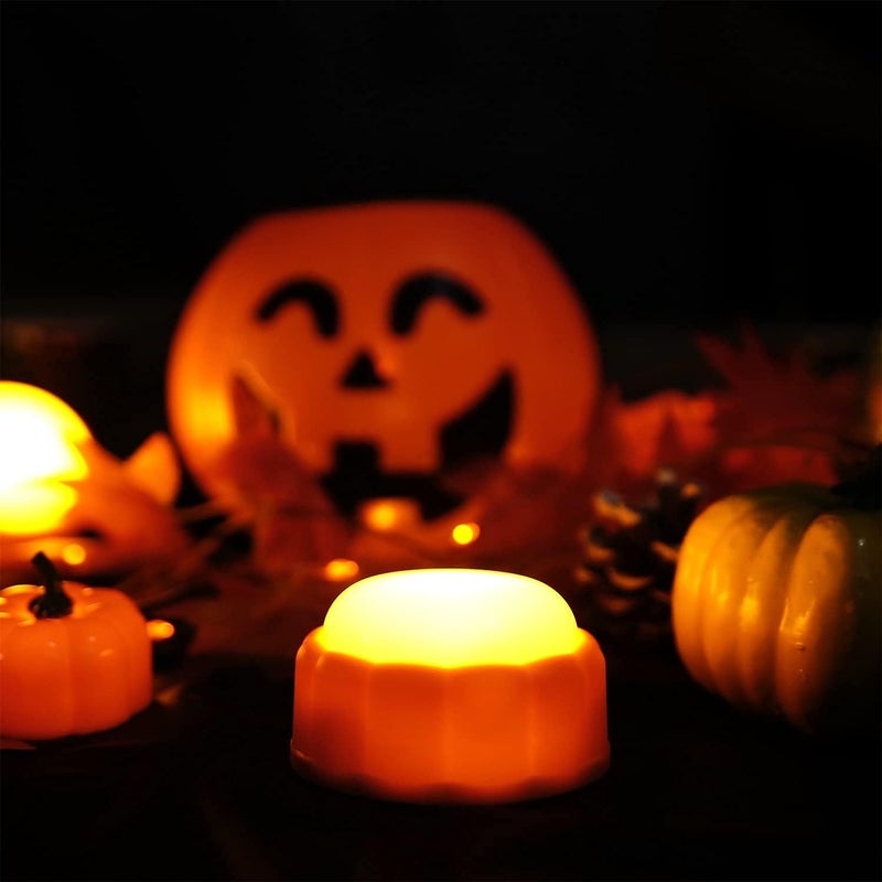 Homemory Halloween Bright LED Pumpkin Lights with Remote Control and Timers,Jack O'Lantern Lights Battery Operated for Halloween, Fall Decorations, Orange, Set of 4 - Image 5