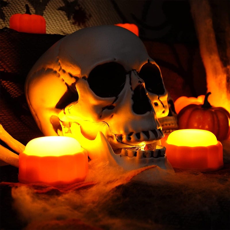 Homemory Halloween Bright LED Pumpkin Lights with Remote Control and Timers,Jack O'Lantern Lights Battery Operated for Halloween, Fall Decorations, Orange, Set of 4 - Image 4