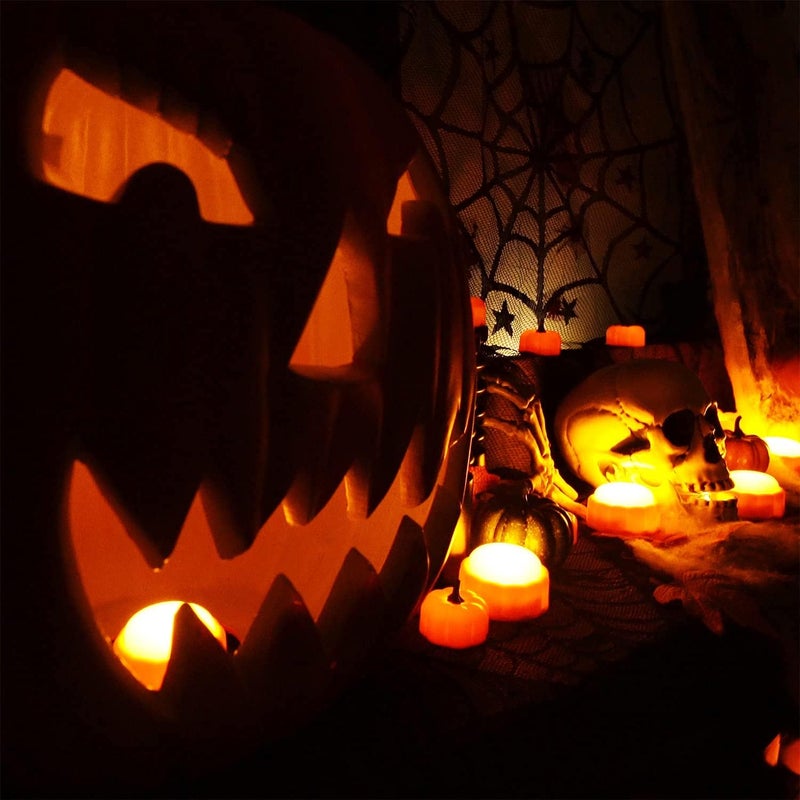 Homemory Halloween Bright LED Pumpkin Lights with Remote Control and Timers,Jack O'Lantern Lights Battery Operated for Halloween, Fall Decorations, Orange, Set of 4 - Image 2