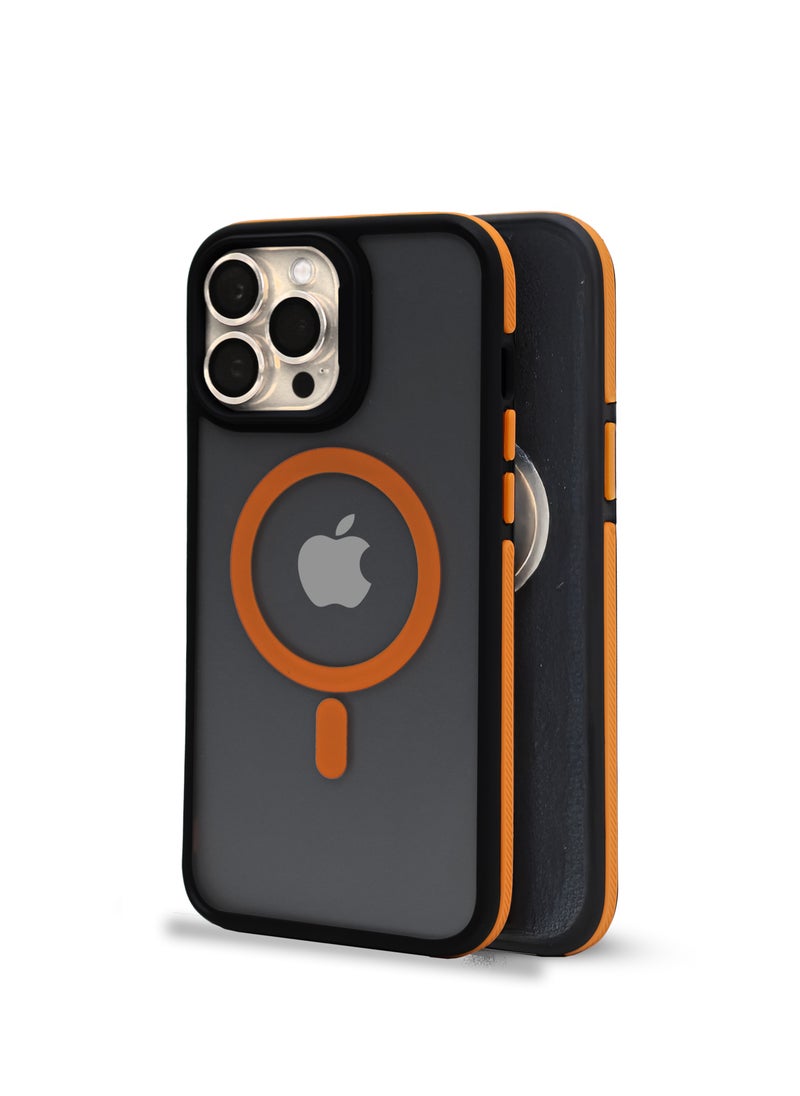 ZADUS - ZADUS - MagSafe Compatible Case for iPhone 13 Pro Max – Shockproof Matte Black with Orange Accents - Image 1