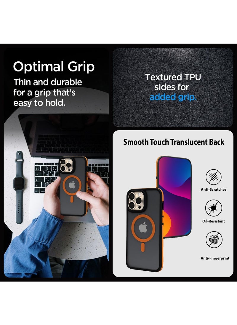 ZADUS - ZADUS - MagSafe Compatible Case for iPhone 13 Pro Max – Shockproof Matte Black with Orange Accents - Image 1