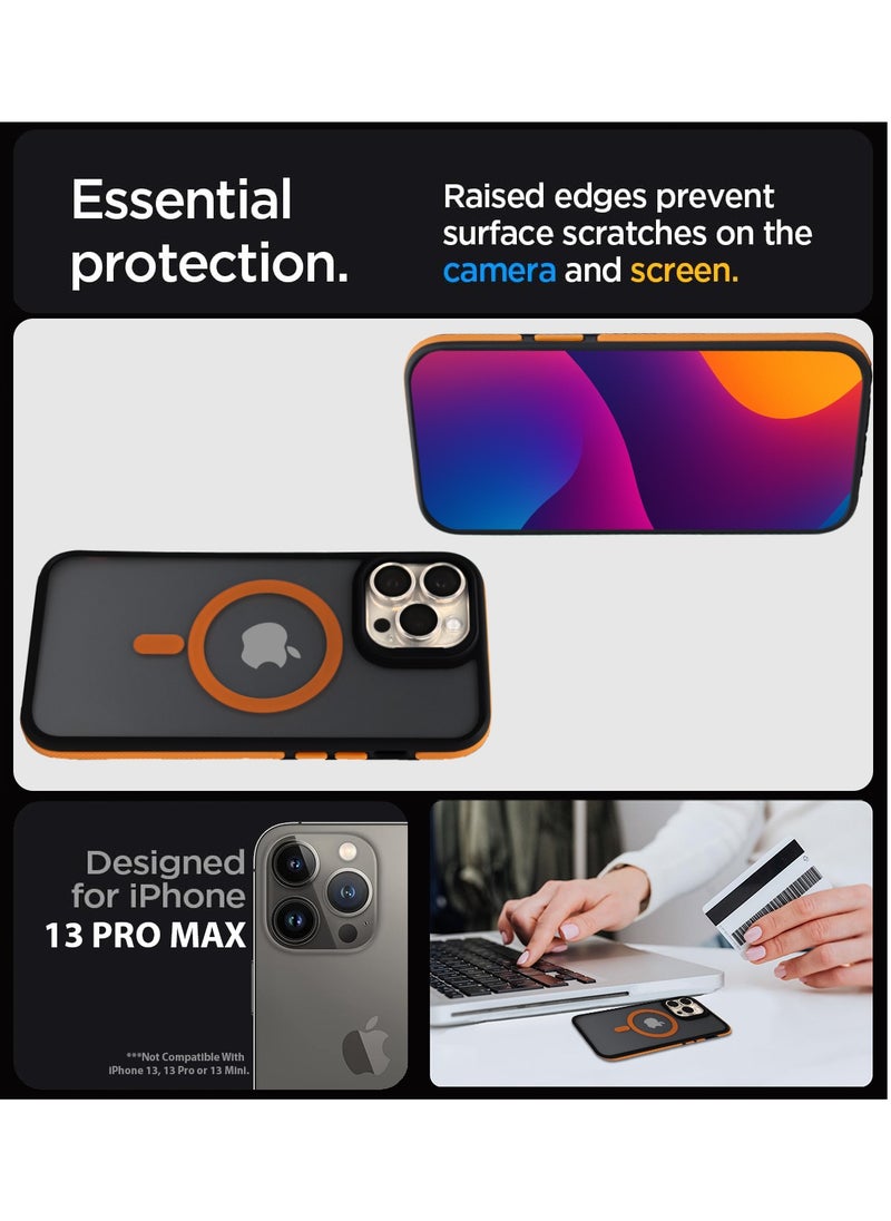 ZADUS - ZADUS - MagSafe Compatible Case for iPhone 13 Pro Max – Shockproof Matte Black with Orange Accents - Image 1