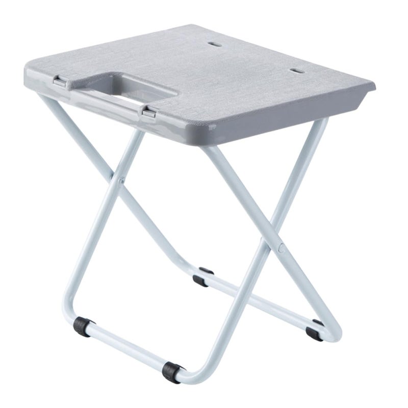 Foldable Outdoor Camping Stool Portable Lightweight Gray Plastic Folding Stool for Hiking Picnic - Image 2