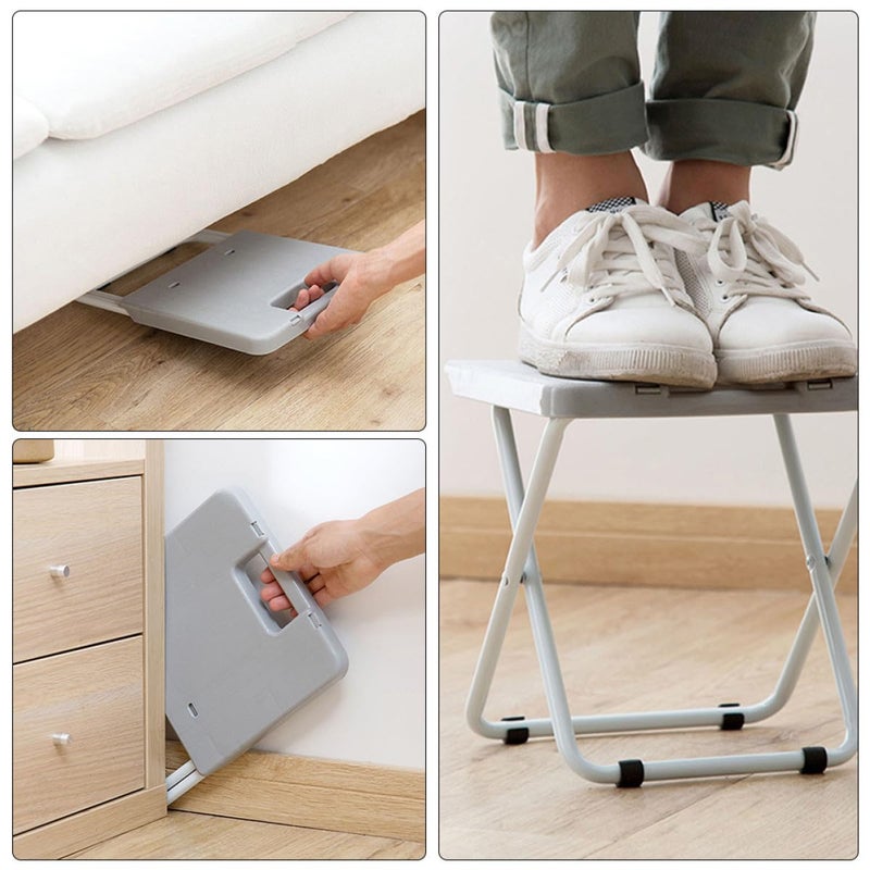 Foldable Outdoor Camping Stool Portable Lightweight Gray Plastic Folding Stool for Hiking Picnic - Image 5