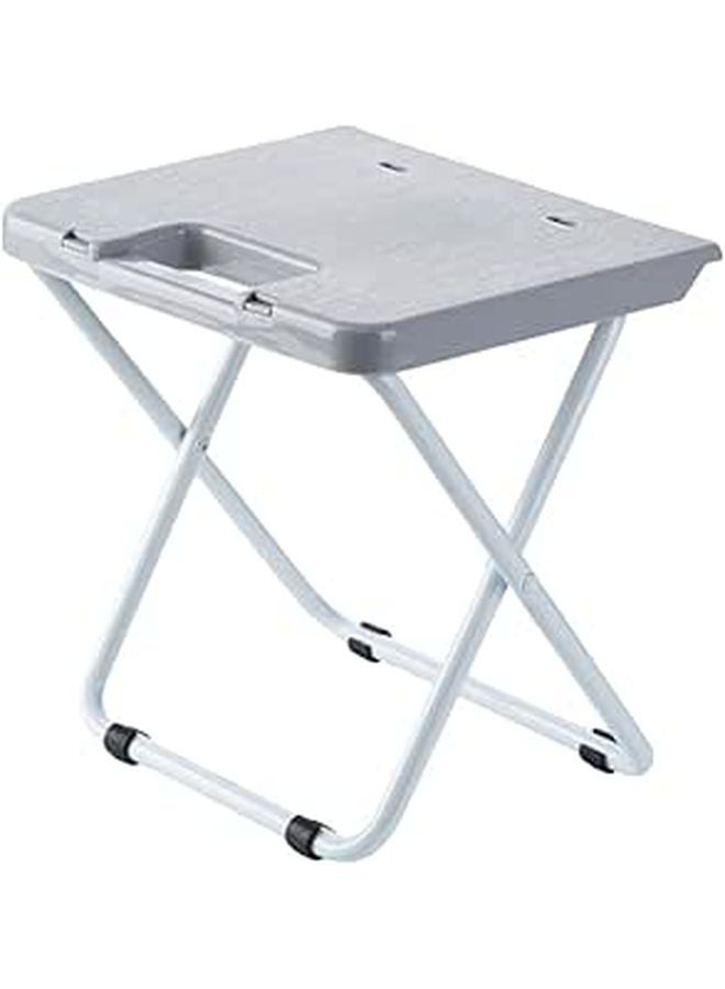 Foldable Outdoor Camping Stool Portable Lightweight Gray Plastic Folding Stool for Hiking Picnic - Image 1