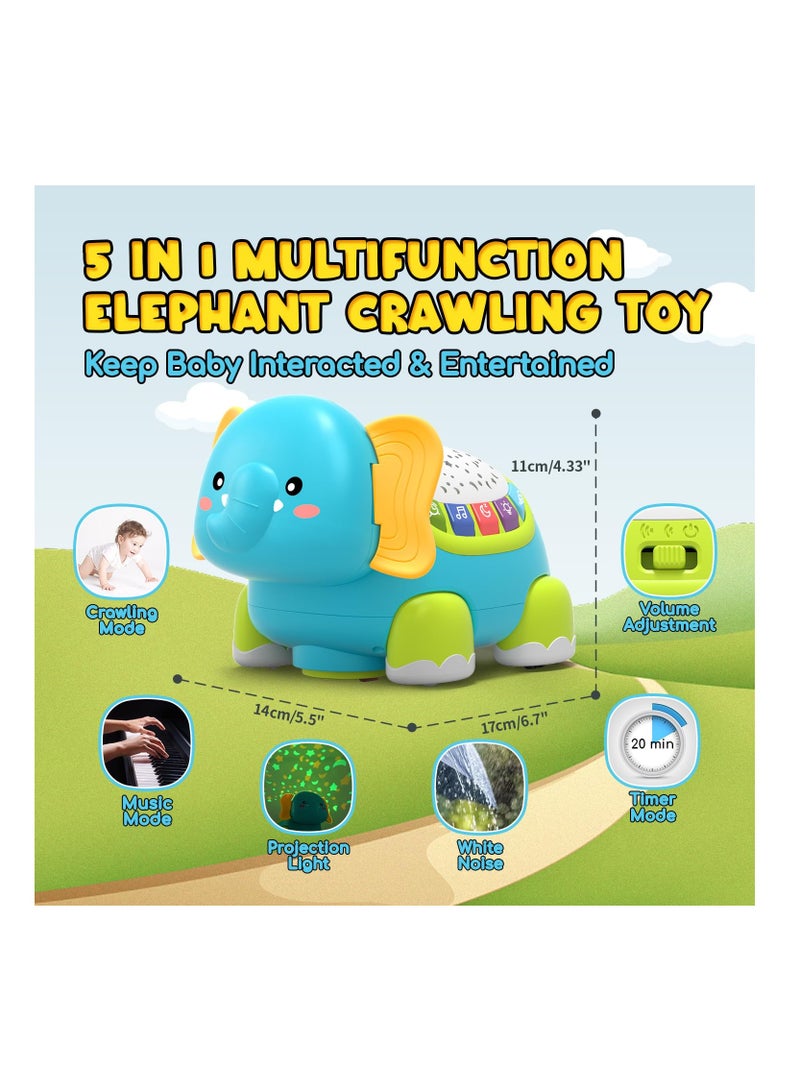 Excefore Crawling Musical Elephant Toys for 0-12 Months, Baby Toys 6 Months Plus, Toddler Sound Toys with Projector Light, Learning Gifs Toys for Boys Girls 1 Year Old - Image 2