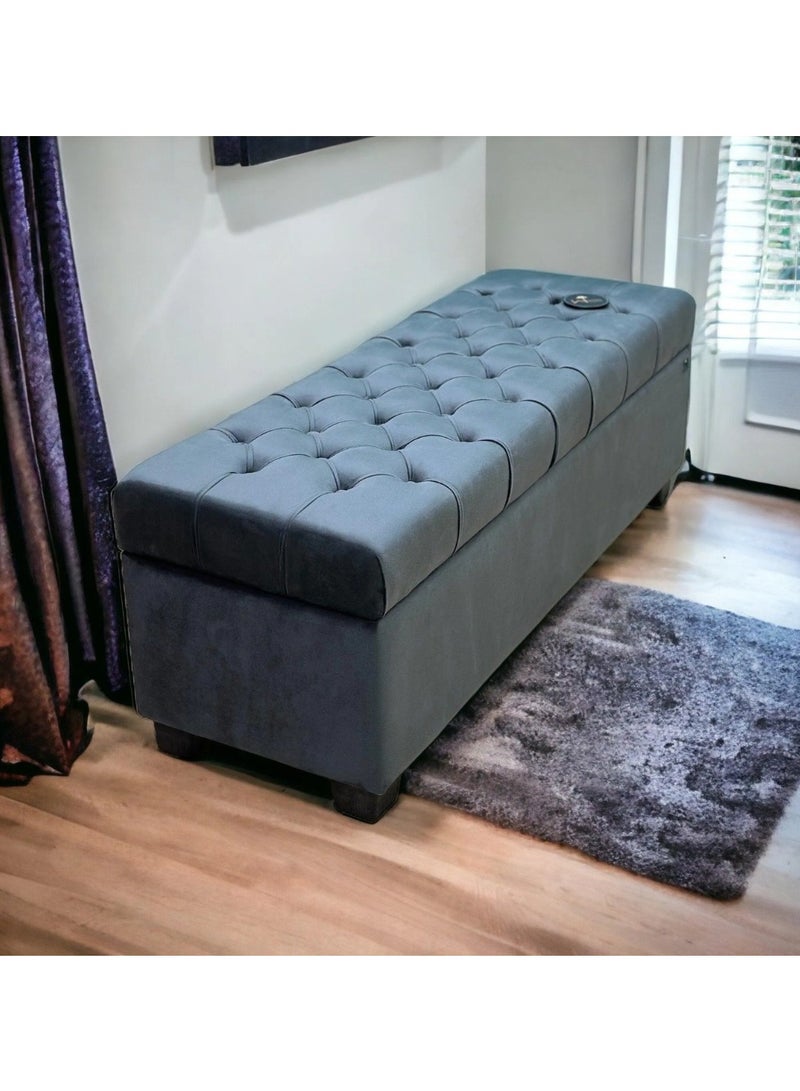 Wooden Twist Wooden Twist Handmade Button Tufted Design Flip Top Storage Bench Couch  - Image 2