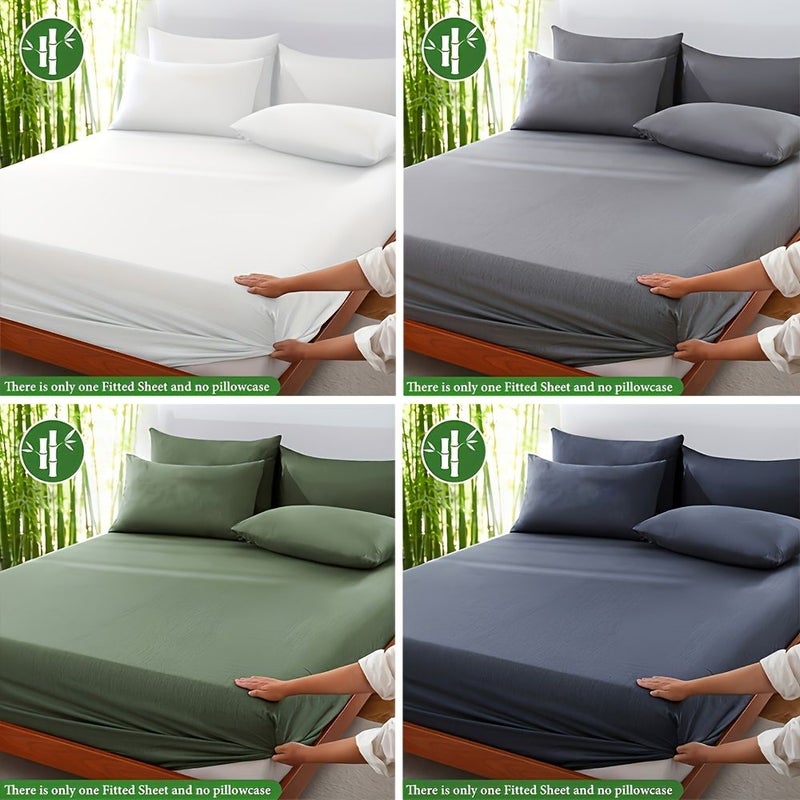 1pc Light Grey Bamboo Microfiber Fitted Sheet 35.43 by 78.74 Inches Four Seasons Breathable Skin Friendly Cooling Bed Sheet for Hot Sleepers - Image 2