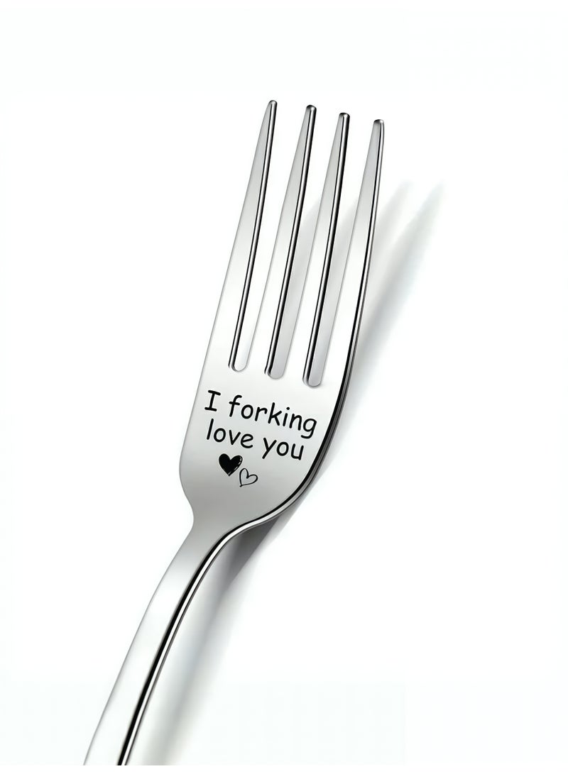 Aura Style "I Forking Love You" Engraved Stainless Steel Dinner Fork - Funny Anniversary & Valentine's Day Gift for Couples - Image 1