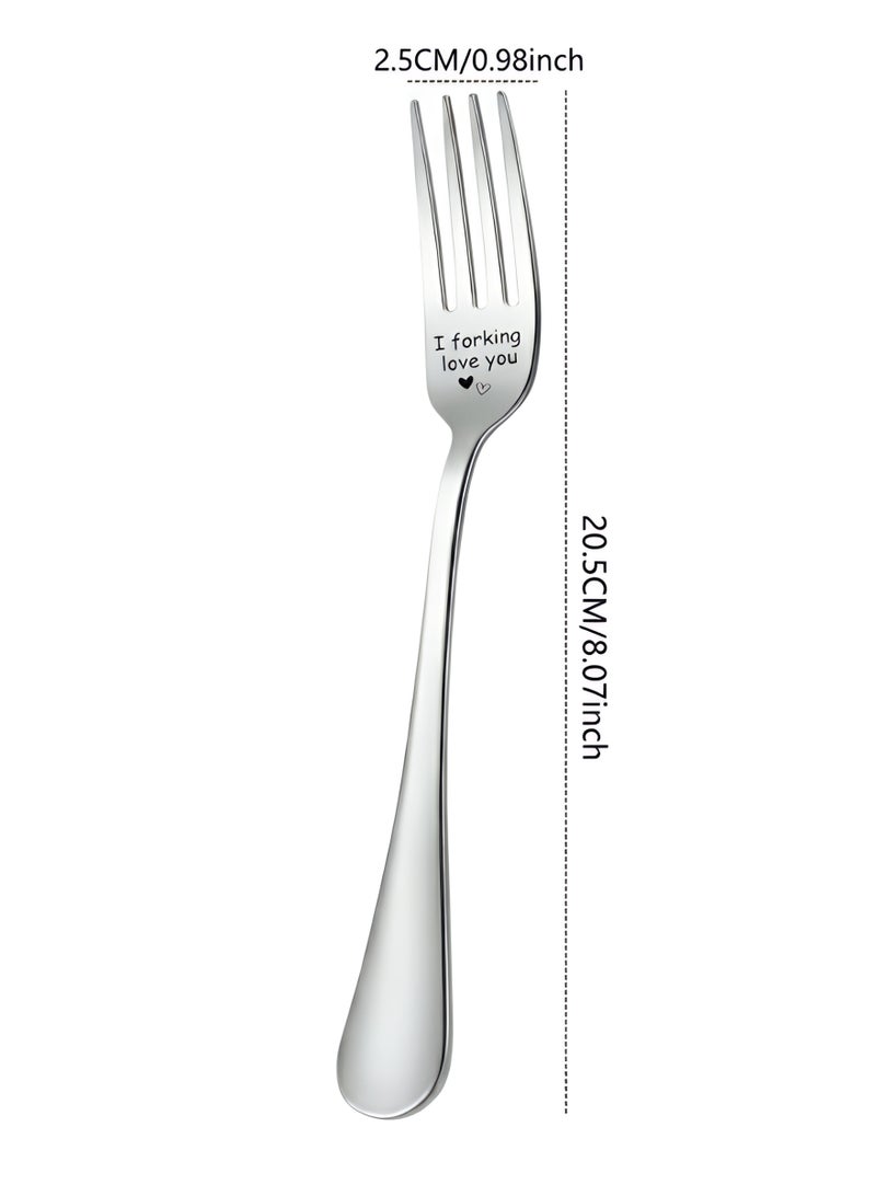 Aura Style "I Forking Love You" Engraved Stainless Steel Dinner Fork - Funny Anniversary & Valentine's Day Gift for Couples - Image 2