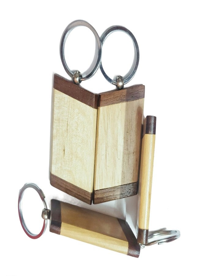 كيدولتز سلسلة مفاتيح خشبية فارغة من كيدولتز للمشاريع اليدوية - قابلة للنقش بالليزر، والطباعة، والكتابة - عبوة من 10 أشكال مختلفة (شكل مستطيل متقاطع بني) - Image 3