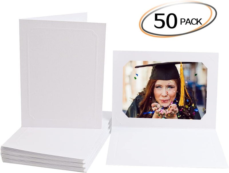 Golden State Art Golden State Art  Pack of 50  4x6 or 5x7 Photo Folders  Cardboard Picture Frame  Paper Photo Frame Cards  Greetings/Invitation Cards  Special Events: Graduation  Christmas  Wedding(White) - Image 3