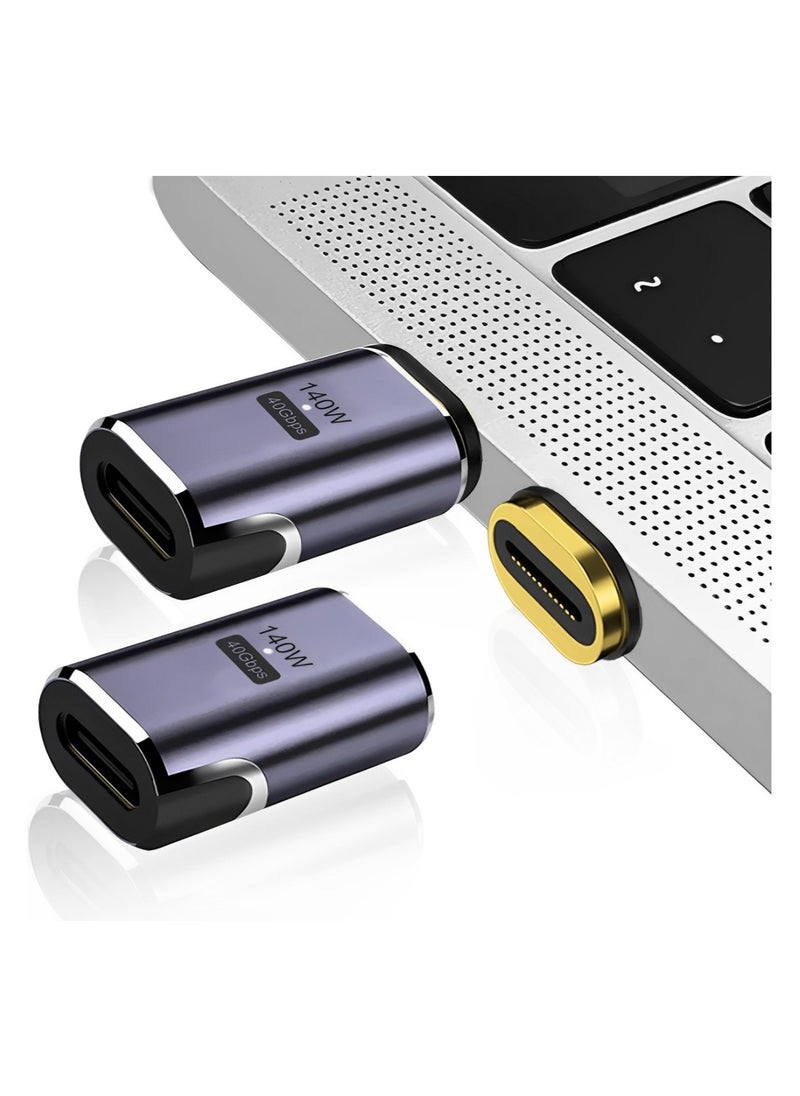 FIRST PRO 140W Magnetic USB C Adapter (2 Pack), USB-C Male to USB-C Female 40Gbps Connector for MacBook Pro/Air, Tablet, Laptop, Mobile Phone and More Type C Devices  - Image 1