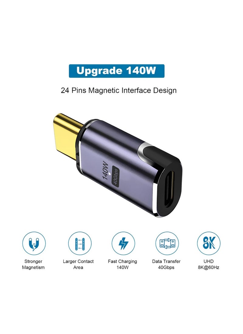 FIRST PRO 140W Magnetic USB C Adapter (2 Pack), USB-C Male to USB-C Female 40Gbps Connector for MacBook Pro/Air, Tablet, Laptop, Mobile Phone and More Type C Devices  - Image 2