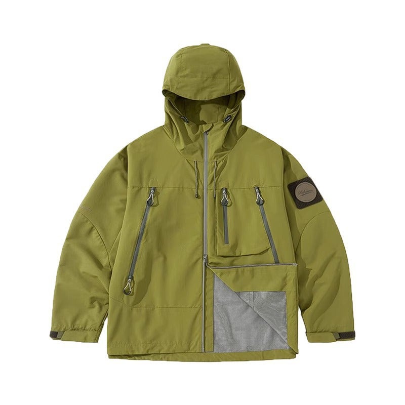 Japanese Mountain Jacket Womens Hooded 2023 Spring and Autumn Mountaineering Camping Wear Mens Jacket Couples Trendy Brand Jacket 097# green 