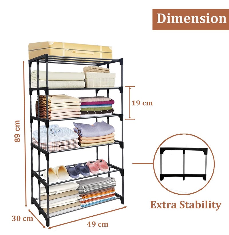 SANAMSTORE 6 Tiers Collapsible Open Clothes Organzier Wardrobes for Anywhere UseBlue DIY - Image 2