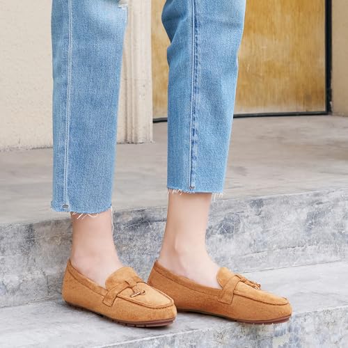 FUDYNMALC Loafers for Women Slip On Shoes: Casual Comfortable Penny Loafers Ladies Dressy Walking Flats for Business Work Office, Brown, Size 5.5 - Image 2