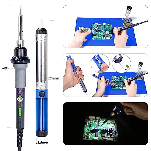 Yihua طقم لحام YIHUA 947-V مع 3 أضواء LED، تحكم في درجة الحرارة، 5 رؤوس لحام متميزة، مضخة إزالة اللحام، مؤشر ومفتاح تشغيل/إيقاف - لحام 60 واط، سلك لحام، منظف رؤوس، والمزيد. - Image 4