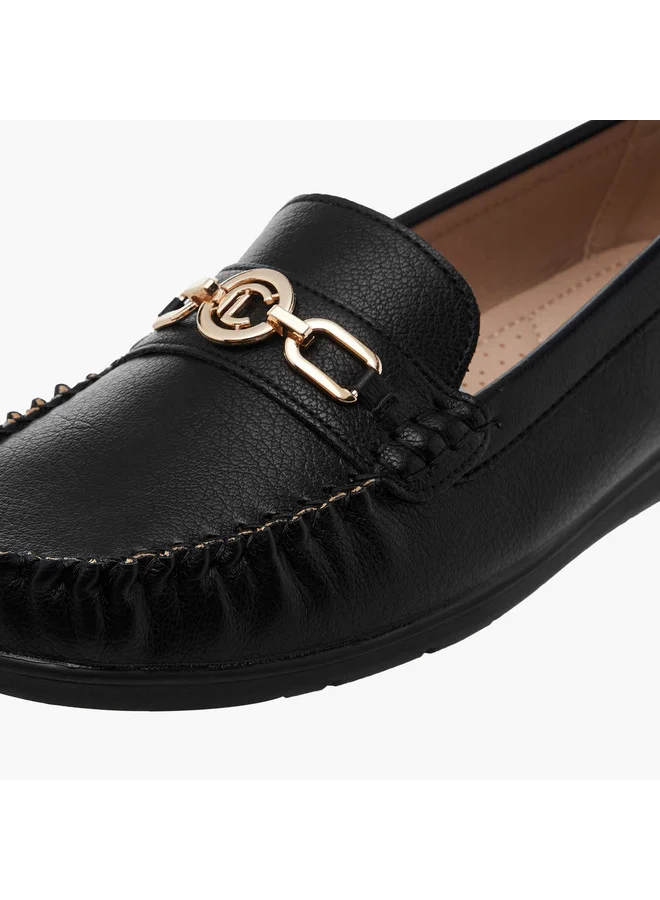 Le Confort Women's Solid Slip-On Loafers with Metal Accent