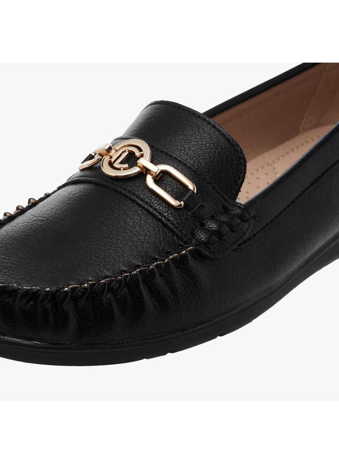 Le Confort Women's Solid Slip-On Loafers with Metal Accent  - Image 5