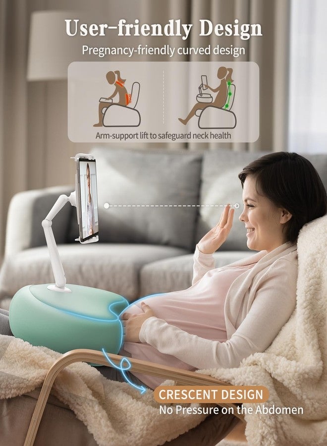 SAIJI Tablet Kindle Stand Pillow, Compatible with 4.7”-15.6” Kindles, Phones, Tablets, iPad, Portable Monitors, 360° Adjustable Tablet Holder for Bed with Flexible Dual Axis Arm (Cyan) - Image 3