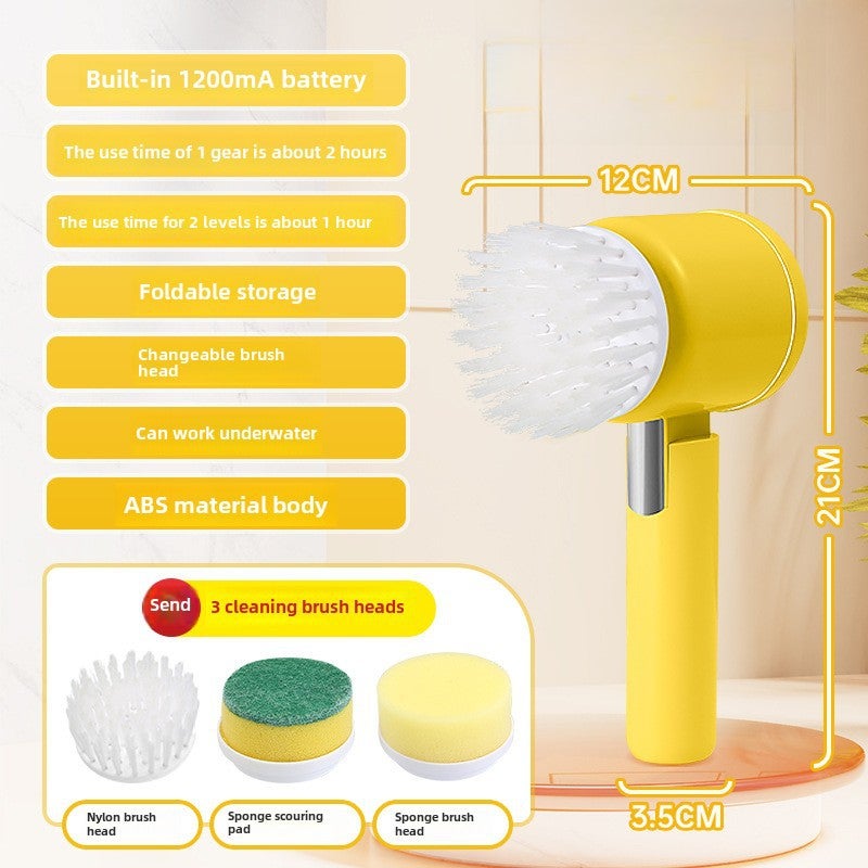 Loquat Multifunctional Electric Cleaning Brush for Home Use Lemon yellow