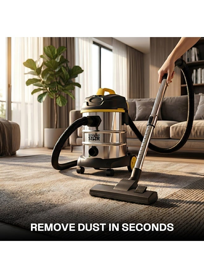 Winning Star Wet and Dry Vacuum Cleaner 1600W – 25L Stainless Steel Heavy Duty Shop Vac with Powerful Suction for Home, Garage, Workshop and Commercial Cleaning - Image 5
