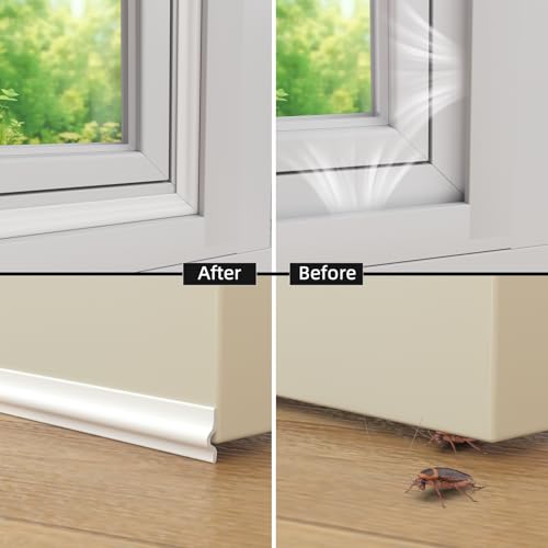 KAYLEINSTER 118 inch Weather Stripping Door Seal Strip for Bottom of Door,Self-Adhesive Window Draft Stopper Foam Seal Strip,Soundproof Window Insulation Weather Strip for Winter Gap Blocker(White) - Image 4