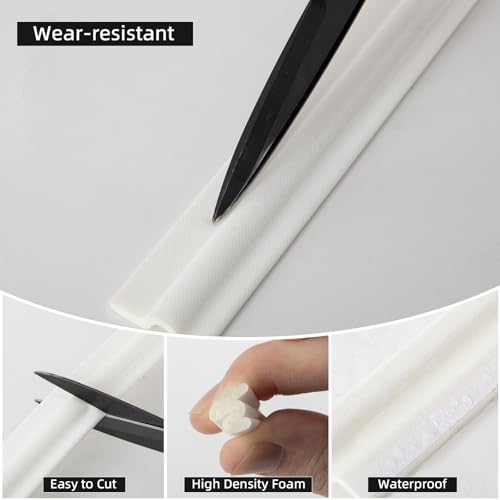 KAYLEINSTER 118 inch Weather Stripping Door Seal Strip for Bottom of Door,Self-Adhesive Window Draft Stopper Foam Seal Strip,Soundproof Window Insulation Weather Strip for Winter Gap Blocker(White) - Image 5
