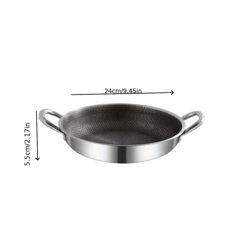 Stainless Steel Double Handle Grill Pan 9.45 Inch Nonstick Induction Compatible - Image 4